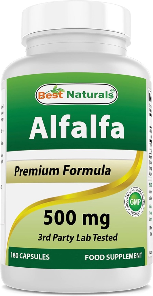 En İyi Doğallar Alfalfa Green Super Food 500 mg 180 Capsules (180 Kont (1.5 km)