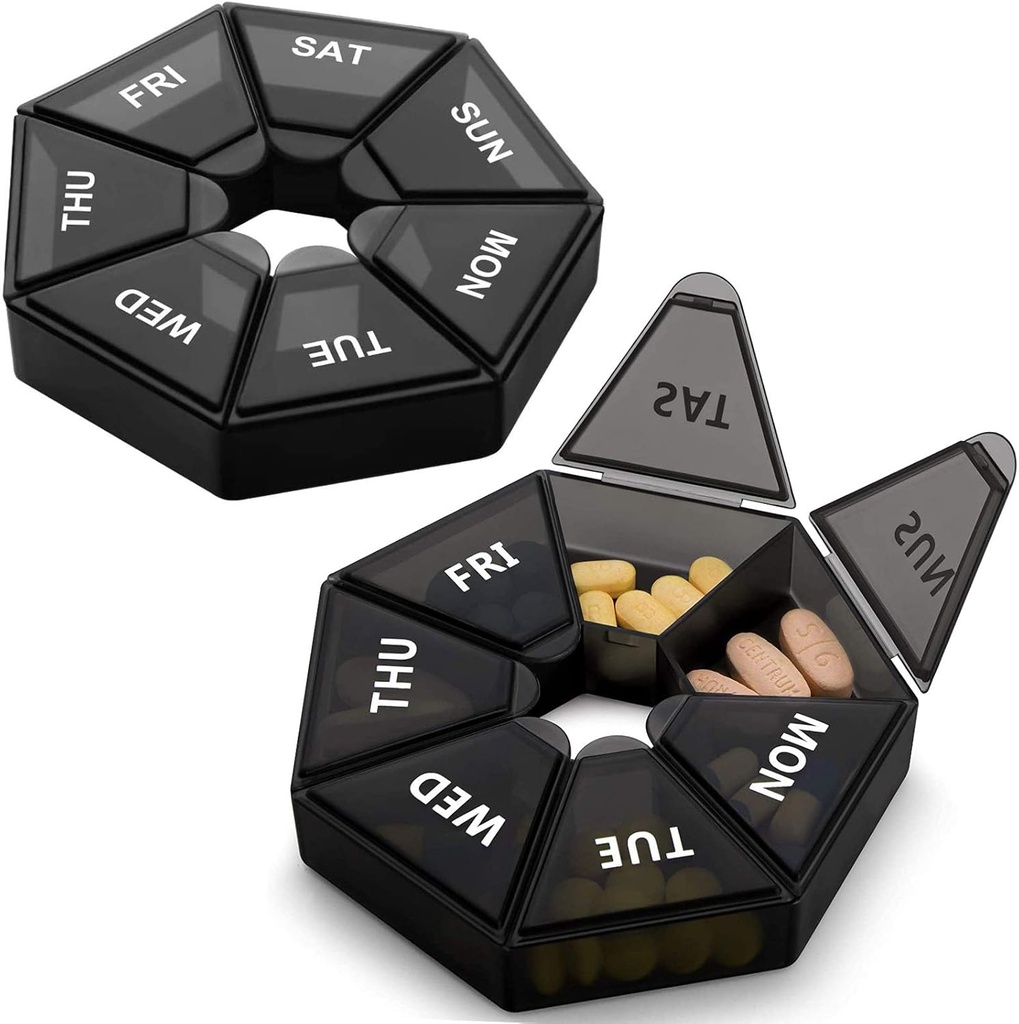 2 deploy Weekly Pill Organizer Large 7 Day Pill Box Organizer Daily Medicine Case for Vitamin Fish Oil Pills Supplements Arthritis Friendly