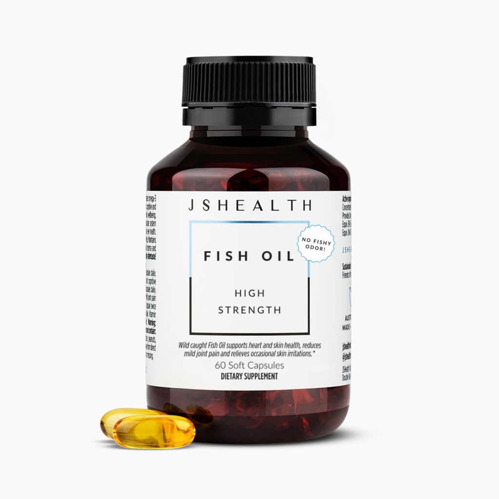 JSHealth High Strength Omega-3 Fish Oil | Wild-Caught, The Sea Certified, 60 Capsules
