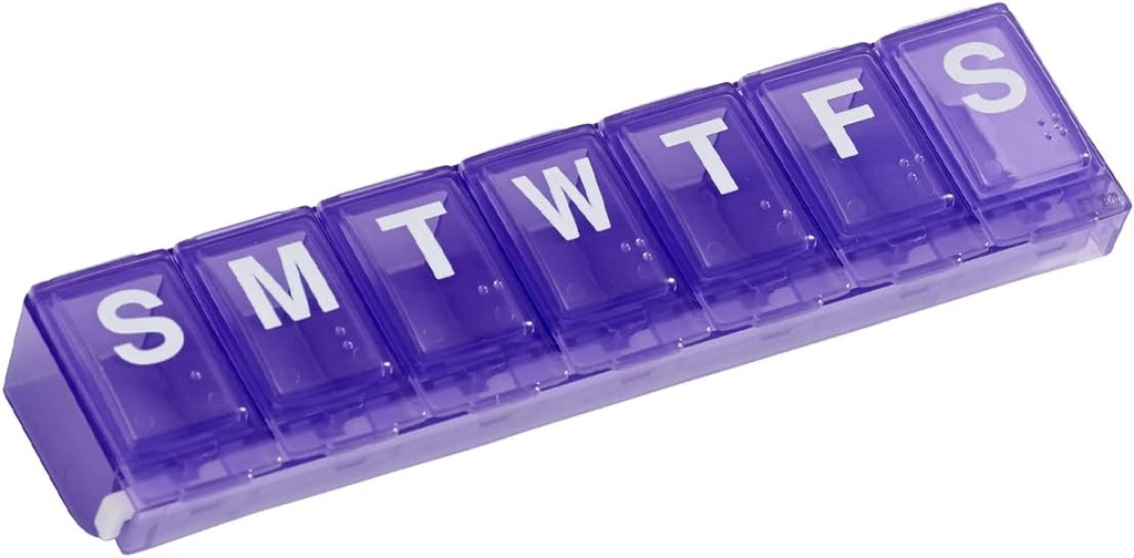 EZY DOSE Weekly (7-Day) Pill Planlayıcı, Tıp Davası, Vitamin Organize Kutu, Güvenli Reçeteli İlaçlara Karşı Büyük Kilitleme ve Kazalı Spilling'i Önlemek, Mor