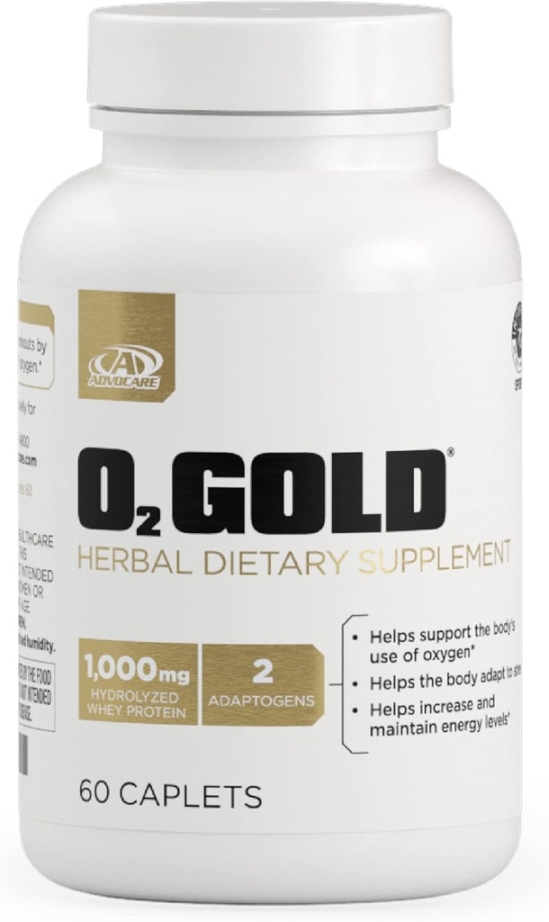 AdvoCare O2 Gold - Rhodiola Rosea Root & Hydrolyzed Whey proteini ile Kan Oksijen Tamamı - Enerjiyi Destek* - 60 Caplets