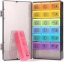 Weekly Pill Organizer 7 Day 3 Times, Portable Pill Organizer, BPA Free Pill Case, Travel Daily Pill Box Υπενθύμιση, Medication Organizer για Βιταμίνες, Συμπληρώματα (Ουράνιο τόξο)