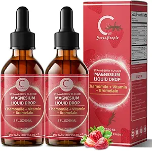 (2 Pack) Magnesium Glycinate Liquid Drops with Citrate & Taurate,Triple Magnesium Complex Supplement with Calcium, Potassium for Energy, Sleep, Muscle, Immune, Sugar Free, Strawberry Flavor, 4 Fl OZ
