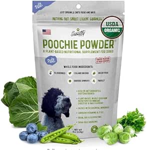 Snoutly Poochie Powder: USDA Certified Organic Dog Supplement & Super Multivitamin - Βιταμίνες & Ορυκτά της Μητέρας Φύσης για όλα τα σκυλιά & όλες τις ηλικίες, Υποστήριξη Διατροφής & Διατροφής, RAW Superfood