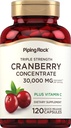 Piping Rock Cranberry Pills | 30,000 mg | 120 Capsules | Supplement for Women & Men | Triple Strength Inter Extract Plus C | Non-GMO, Gluten Free