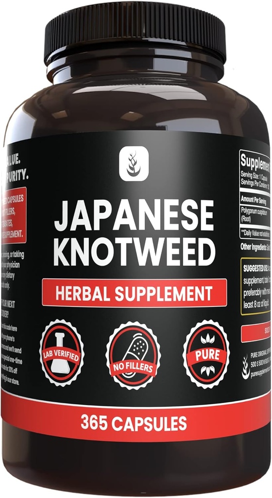 PURE ORIGINAL INGREDIENTS Japonca Knotweed, (365 Capsules) Hiçbir Magnezyum Or Rice Fillers, Her Zaman Saf, Lab