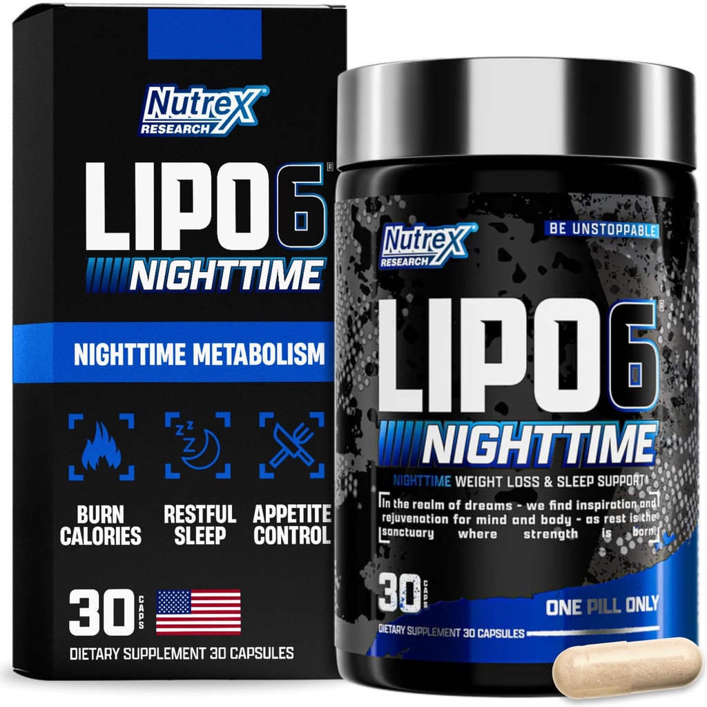 Nutrex Lipo 6 Nighttime Fat Burner | Melatonin Sleep Aid & Kilo Kayıp Diyet Pills for Men and Women | Night Time Metabolism ATM Appetite Suppressant | 30 Hizmet (1)