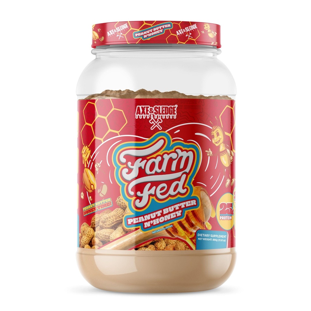 Axe & Sledge Farm Fed 100% Whey proteini | 25g protein | Low Carb, Low Sugar, Gluten Free | Protein Toz for Men and Women | DW | ABD'de Yap | 28 Hizmet, Peanut Butter N' Honey