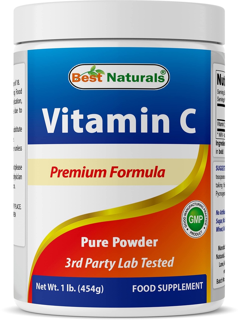 En İyi Doğallar 100% Saf Vitamin C Toz 1 lb (454 Grams) Toz (Also Called Ascorbik Asit)
