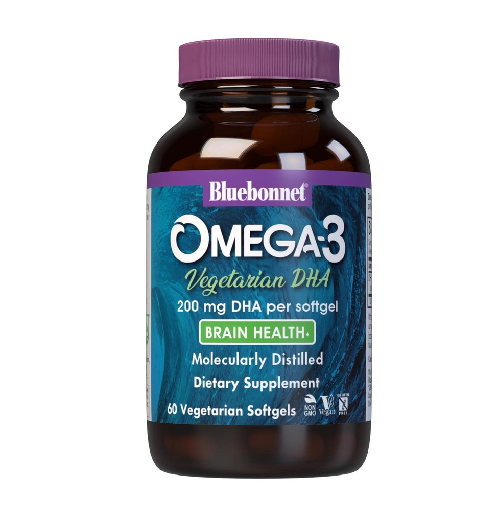 BlueBonnet Doğal Omega-3 Vegetarian DHA Vegetarian Softgels, 200 mg, 60 Kont (743715009097)