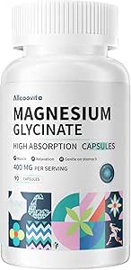Magnezyum Glycinate 400 MG, yüksek Abpsiyon için% 100 Chelated, Cent On Stomach, Non-GMO, 90 Vegetarian Capsules