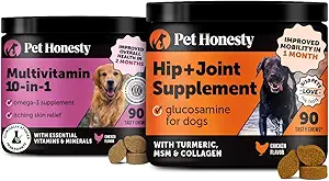10 in 1 Multivitamin + Hip & Joint Health Soft Chew Supplement Bundle - Dog Vitamins - Glucosamine Chondroitin, Omegas, Turmeric and MSM for Overall Dog Health, Joint Supplement for Dogs.