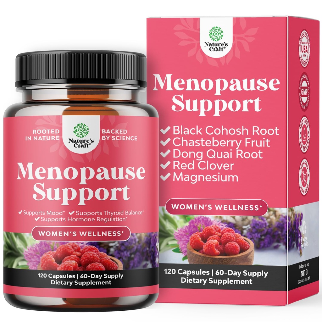 Herbal Menopause Supplement for Women - Women Hormon Balance Capsules for Night Sweats Hot Flashes & Mood Swings with Dong Quai, Chaste Berry & Black Cohosh Root - Count Pack Pack