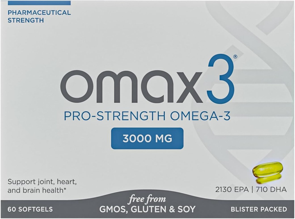 Omax3 Profesyonel Güçlü Ultra-Pure Omega-3 Balık Yağı - 1000 mg - maksimum Ortak & Kas Desteği - EPA DHA - NSF sertifikalı - 60 Softgel F