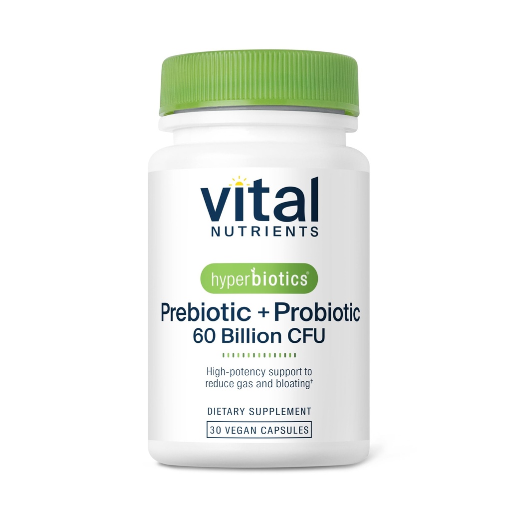 Hiperbiyotikler Vital Nutrients Prebiyotik ve Probiyotik for Women and Men | 60 Milyar CFU | Pre and Probiyotiks Supports Digestive Health, Constipation, Diarrhea, Gas & Bloating* | 30 Vegan Capsules