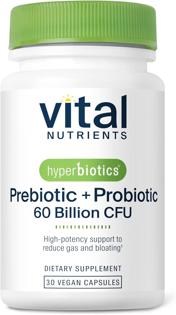 Hiperbiyotikler Vital Nutrients Prebiyotik ve Probiyotik for Women and Men | 60 Milyar CFU | Pre and Probiyotiks Supports Digestive Health, Constipation, Diarrhea, Gas & Bloating* | 30 Vegan Capsules