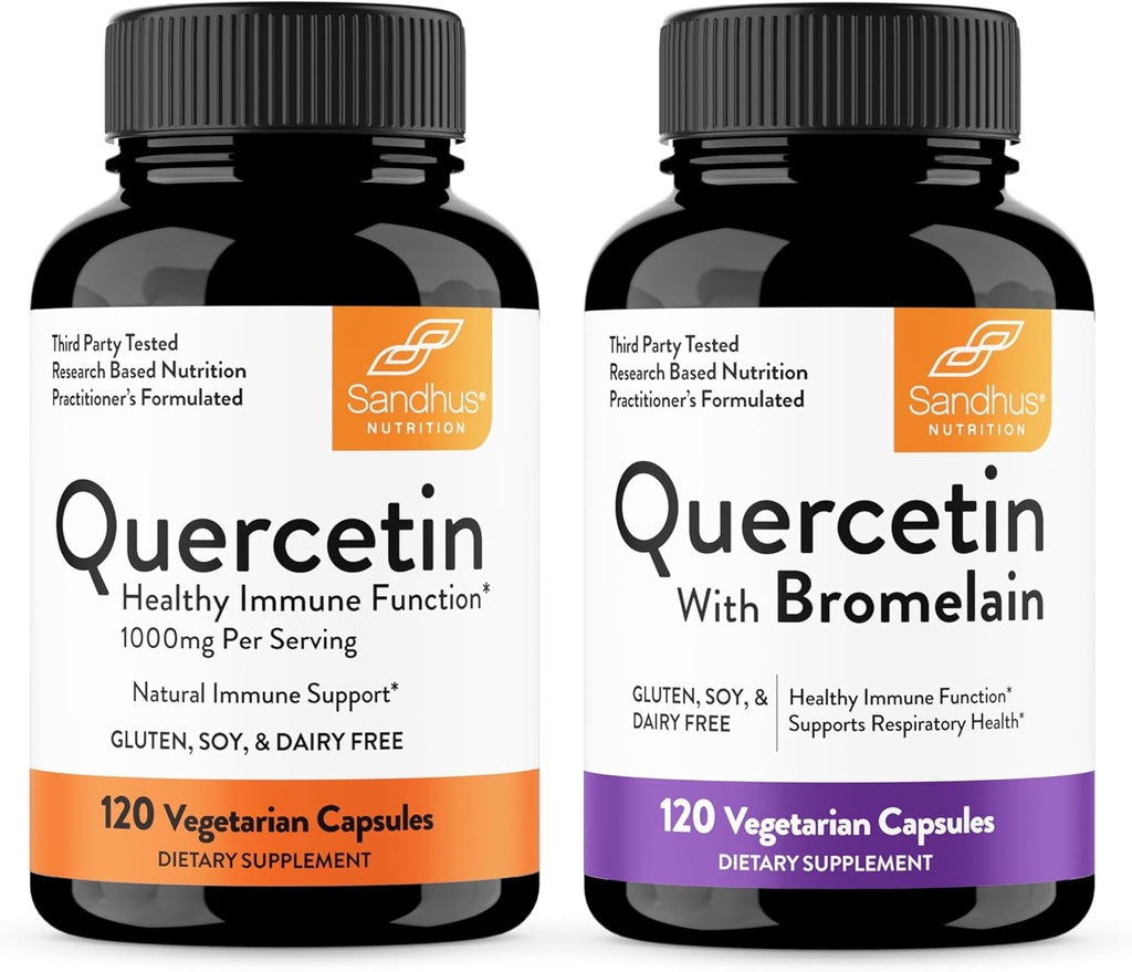 Sandhu'nun Quercetin 1000 mg & Quercetin with Bromelain 1000 mg Per Service Bioflavonoids Supplement Kompleksi| Supports Immune Health for Men & Women