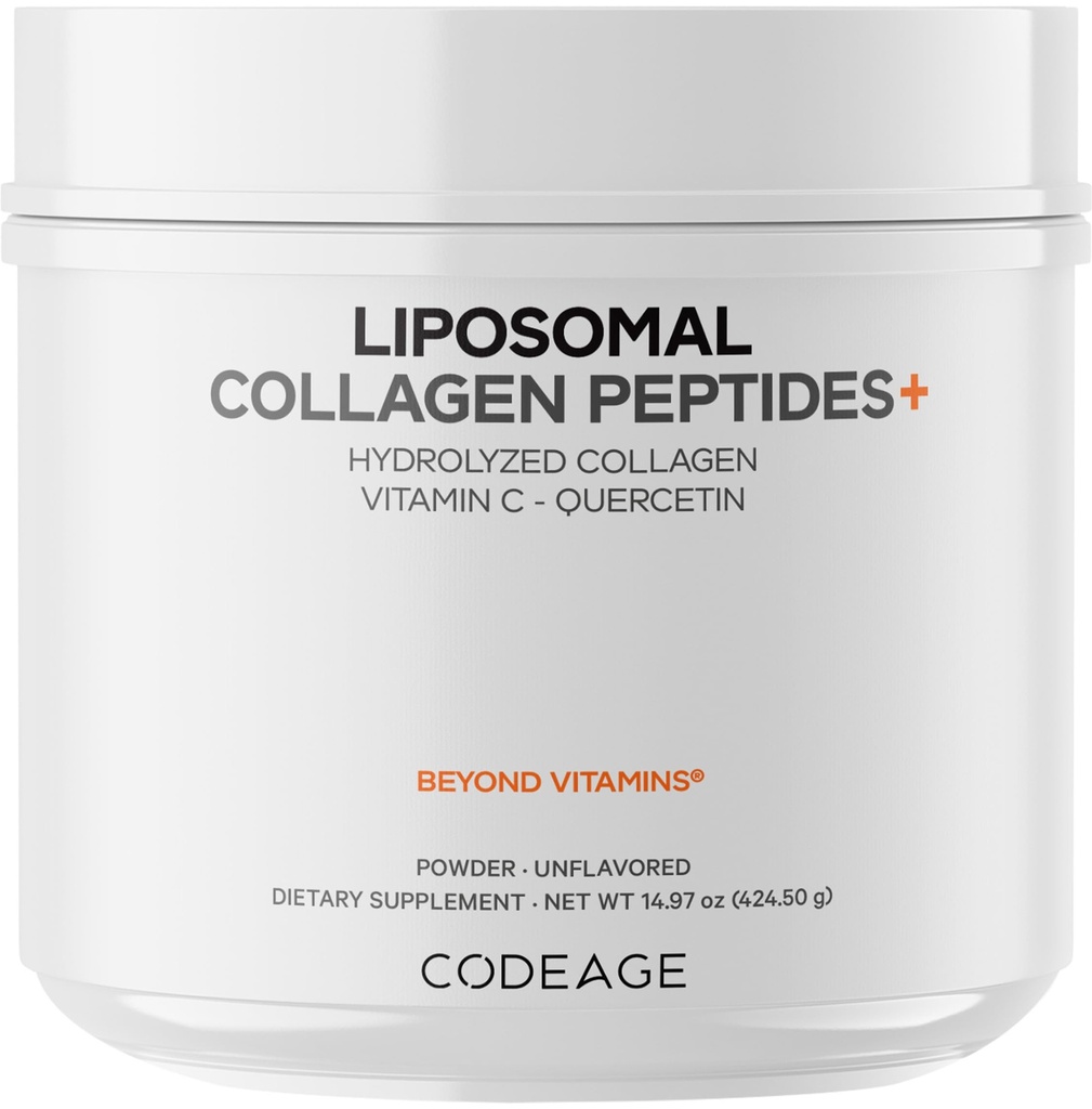 Kodaj Liposomal Collagen, Toz + Vitamin C & Quercetin, Phospholipid Kompleksi, Grass-Fed Pasture-Raized Hydrolyzed Collagen Type I & III Supplement All-in-One, Non-GMO, 14.97 ozcetin