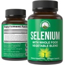 Selenium Supplement with Whole Food Blend of 25+ Sebze ve Meyveler Max Abors için. Saf Selenium Vegan Capsules for Immune System, Thyroid Support, Heart Health, Prostate Support. 30 Pills