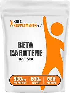 BulkSupplements.com Beta Carotene Toz - Beta Carotene Supplement, Vitamin A Supplement for Immune and Vision Support - Gluten Free, 900 mg per Service, 500g (1.1 lbs) (Pack of 1)