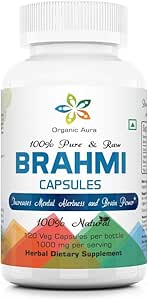Οργανικές κάψουλες Aura Brahmi -120 Count. Φυσικά ενισχύει και ενισχύει την ασυλία και τη μνήμη. Ολόκληρο πράσινο σούπερφουντ. Χωρίς γλουτένη.