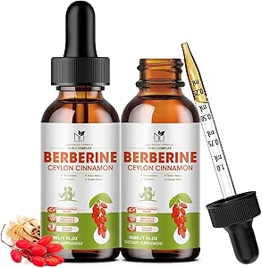 Berberine Supplement Liquid Drops, Berberine 1500 mg with Ceylon Cinnamon, Turmeric, Resveratrol, Bitter Melon, Vegan Supplement, Supports Immune System & Digestive System - 2 FL Oz Oz