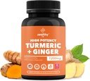 Turmeric + Ginger Capsules 1200 mg | Ortak Konfor, Inflammation Support & Digestive Health* | 180 | Zealthy Life High Potency Turmeric Ginger Supplement | 1200 mg