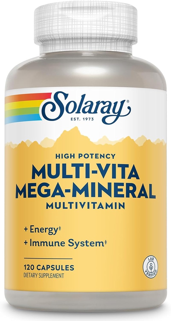 SOLARAY D vitamini, C vitamini, Magnezyum, çinko ve More - Enerji ve Immune Sistem Desteği - 60 Günlük Garanti - 30 Hizmet, 120 Capsules