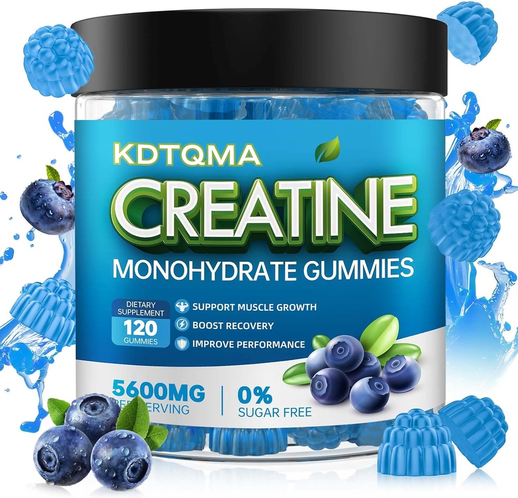 Erkekler ve Kadınlar 120 CT için Kreatin Monohidratlar - Servis başına 5600 mg, Kas Destek & Enerji Boost, Sugar Free, Vegan (Mavi Flavor)