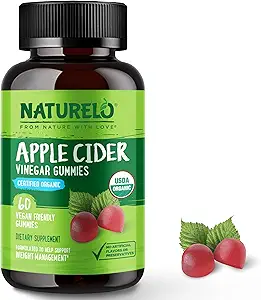 NATLO Apple Cider Vinegar Gummies, sertifikalı Organik, Vegan - 60 Gummies