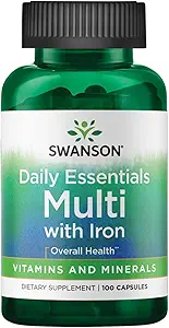 Swanson Multi ve Mineral Daily Men's Women's Multivitamin Multimineral Health Supplement 100 Capsules (Caps)