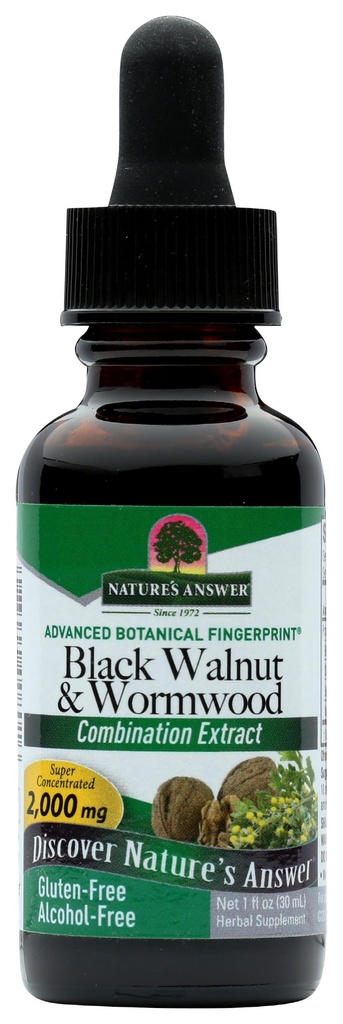Natures Απάντηση Black Walnut και Wormwood 1 oz 30mL 200mg. Εκχύλισμα, υγρό, προάγει την πέψη, φυτική γλυκερίνη και καθαρό νερό