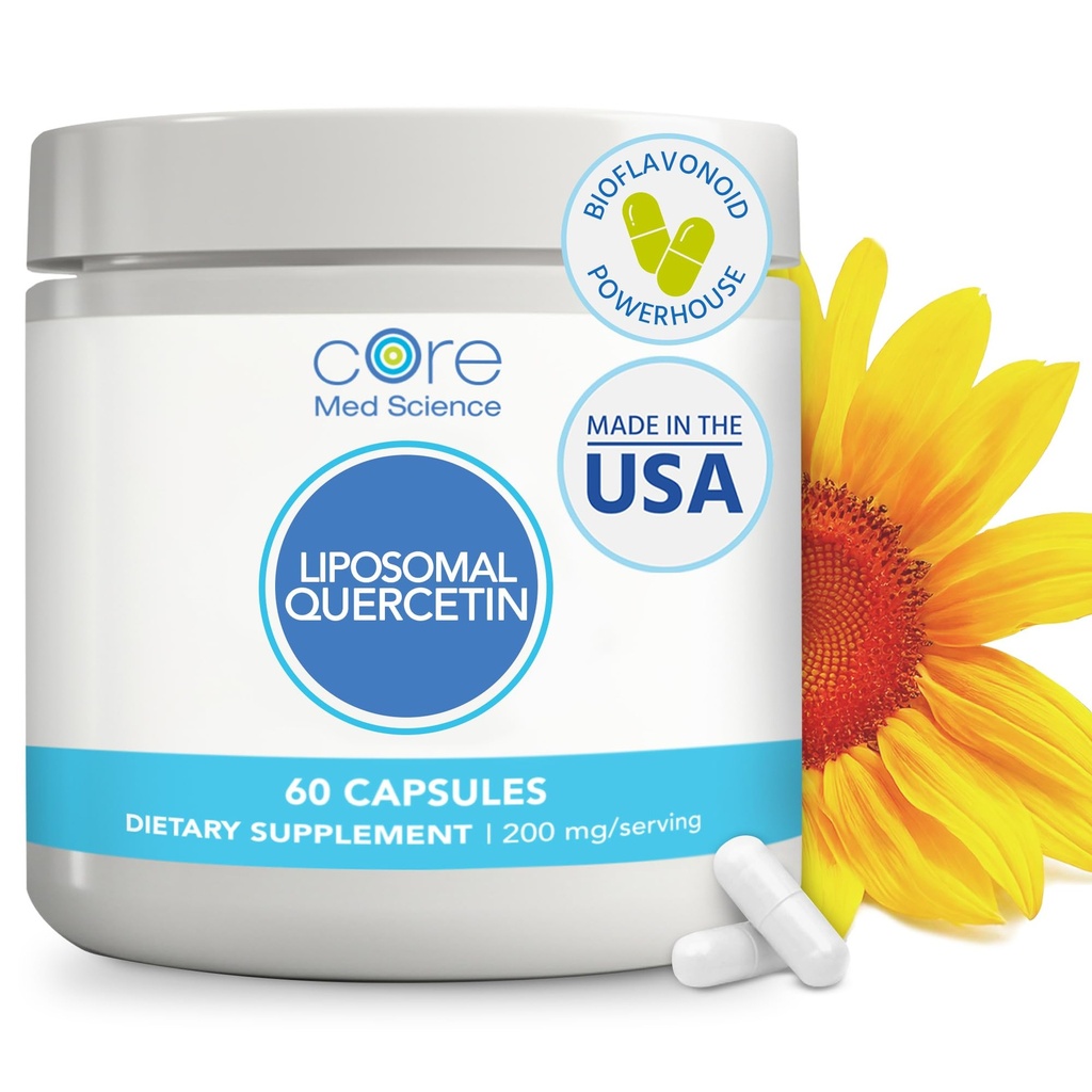 Core Med Science Liposomal Quercetin, 200mg (60 κάψουλες) - Quercetin συμπλήρωμα υποστηρίζει βιταμίνη C και ψευδάργυρο απορρόφηση - Προάγει το ανοσοποιητικό σύστημα & την υγεία της καρδιάς, χωρίς γλουτένη & χωρίς γαλακτοκομικά