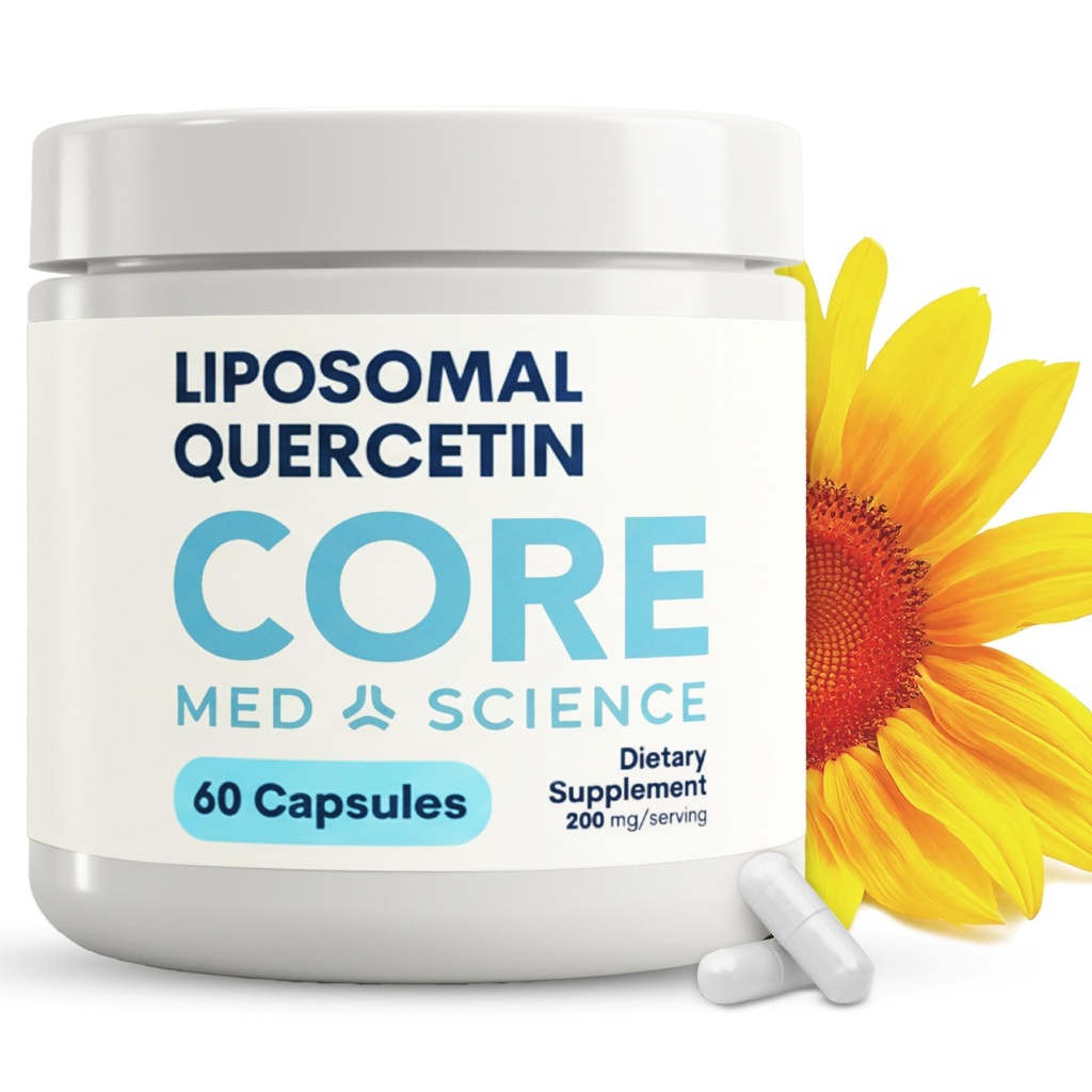 Core Med Science Liposomal Quercetin, 200mg (60 κάψουλες) - Quercetin συμπλήρωμα υποστηρίζει βιταμίνη C και ψευδάργυρο απορρόφηση - Προάγει το ανοσοποιητικό σύστημα & την υγεία της καρδιάς, χωρίς γλουτένη & χωρίς γαλακτοκομικά
