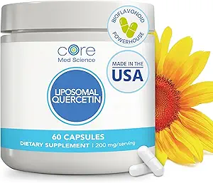 Core Med Science Liposomal Quercetin, 200mg (60 Capsules) - Quercetin Supplement Supports Vitamin C and Zinc Absorption - Promotes Immune System & Heart Health, Gluten-Free & Dairy-Free