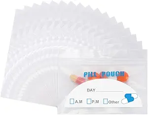 100 Pack Pill Pouch Çanta - (4" X 2.75") Kalınlık 6 Mil, Portatif Plastik Pills Bag Vitamini, Tamamlar, İlaçlar ve Vitamin Depolama