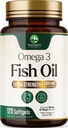 Omega 3 Fish Oil 2400 mg Supplement, Sustainable Sourced, Triple Strength Omega-3 Supplement Softgels, Brain Health Support, EPA & DHA Fish Oil Fatty Acids Supplements, Gluten & GMO Free, 120 Softgels