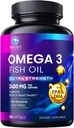 Omega 3 Fish Oil 2400 mg Supplement, Sustainable Sourced, Triple Strength Omega-3 Supplement Softgels, Brain Health Support, EPA & DHA Fish Oil Fatty Acids Supplements, Gluten & GMO Free, 120 Softgels