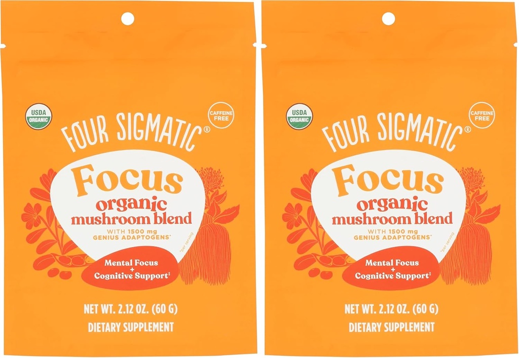 Four Sigmatic Focus Mix 7 Superfoods Adaptogen Mix with Lion's Mane, Cordyceps, Rhodiola, Bacopa & Mucuna | Verimlilik & Creative Support | Decaf & Dissolves Easy | 30 Hizmetler (Brook