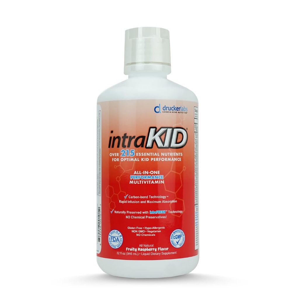 Drucker Laboratuvarlar Çocuklar için Organik Sıvı Çokvitamin, Immune Support, Non GMO, Süt Free, Gluten Free, Magnezyum, A,C,E, çinko, (32 oz., Meyve Raspberry)