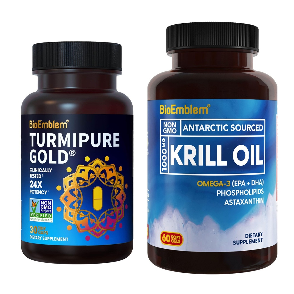 BioEmblem Antarctic Krill Oil Supplement Κουρκουμίνη Turmeric με κλινικά Σπουδασμένη TurmiPure