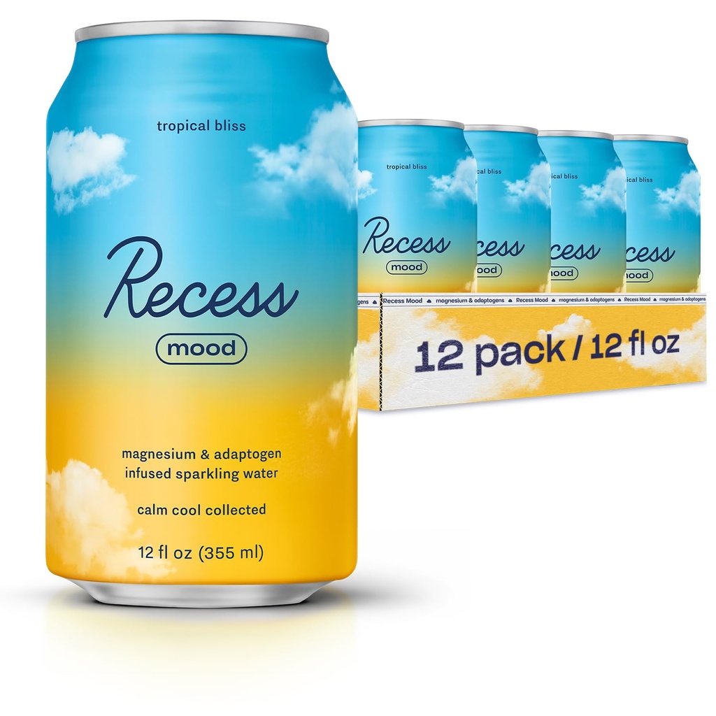 Mood Magnezyum & Adaptogen Drink, Relaxation İçecek, 12 Ounce (Tropical Bliss, 12 Pack)