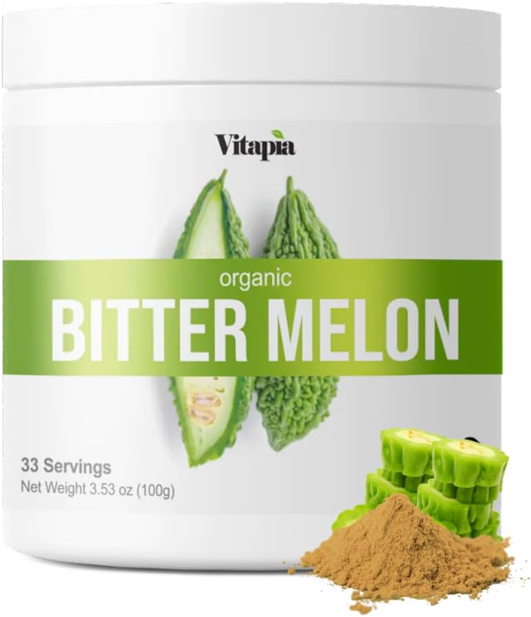 Vitapia Organik Bitter Melon Meyvesi 10:1 Güçlü Digestive, Gut Health, Liver Function, Heart Health Support - 100g Toz Supplement & 33 Day Supply - Non-GMO, Gluten-Free, Vegan-Friendly