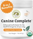 Wholistic Pet Organics Canine Complete - Dog Multivitamin Toz - 1 Lb - Günlük Köpek Vitaminleri ve Ev Yemekleri için Tamamlar - Immune System, Skin, Coat & Genel Sağlık - Küçük ve Büyük Breed