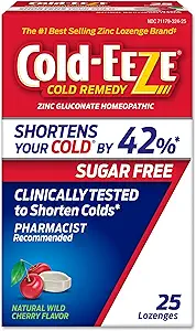 Cold-EEZE Sugar-Free, Natural Wild Cherry çinko Lozenges, Homeopathic Cold Remedy, Shortens The Common Cold, Sore Throat, Cough, Congestion & Post Nasal Drip, 25 Ct
