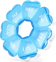 Sevimli Pill Organizer 7 Gün, Renk Bloku Haftalık Pill Box, Fish Oils /Vitamins/Medication /Supplements (Mavi)
