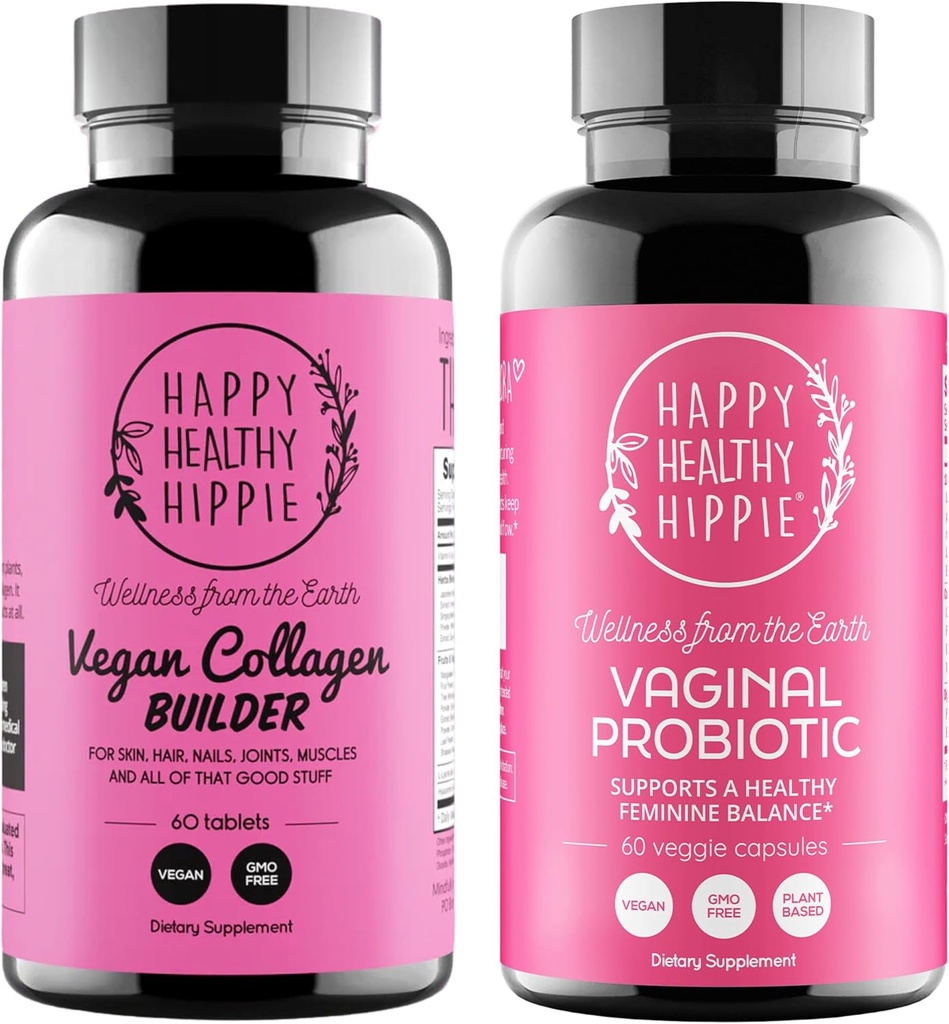 Happy Healthy Hippie Κολπικά Προβιοτικά για γυναίκες & Vegan Collagen Builder Collagen χάπια