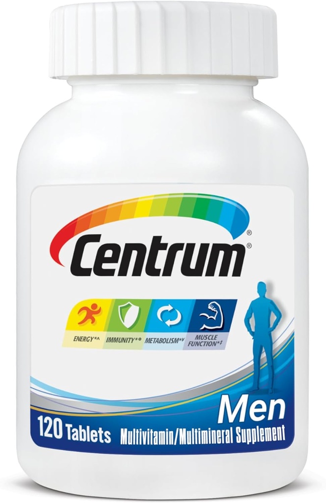 Centrum Multivitamin for Men, Multivitamin/Multimineral Supplement with Vitamin D3, B Vitaminleri ve Antioksis, Gluten Free, Non-GMO Malzemeler - 120