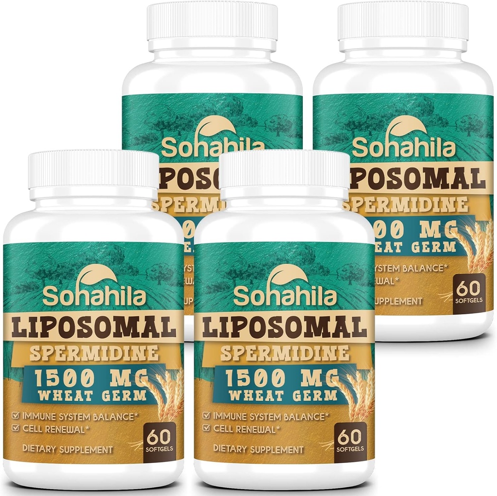 Spermidine Supplement 15 MG -% 99, Yüksek Aborpsiyon, 1500 MG Fermented Buğday Germ Extract with çinko & Thiamin, Men & Women - Cellular Renewal, Aging Defense, Enerji, 240 Softgels