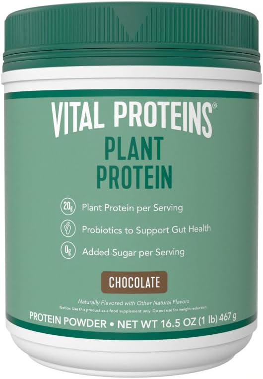 Vital Proteinler Protein Toz – 20g Plant Based Protein with Chickpea – 1B CFU Probiyotik for Gut Health, Nodrew Sugar – Chocolate, 16.5 oz